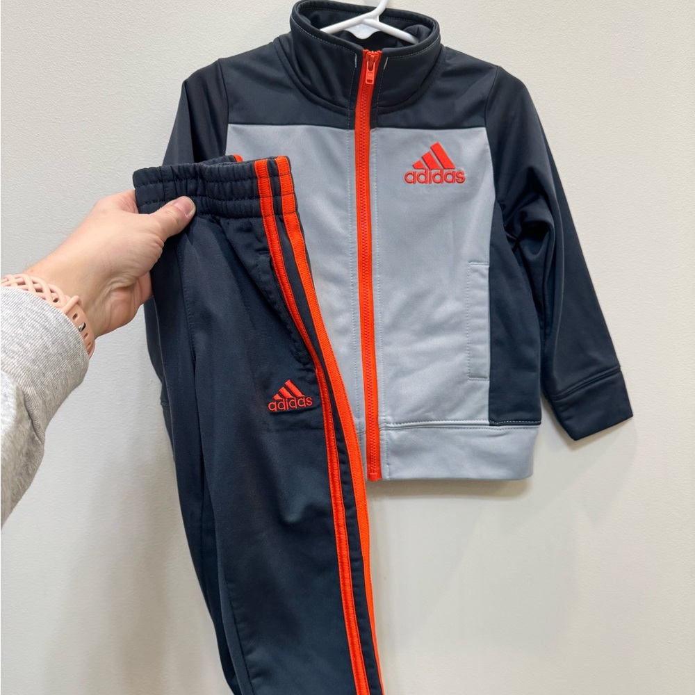 Adidas Kids' Gray and Red Tracksuit